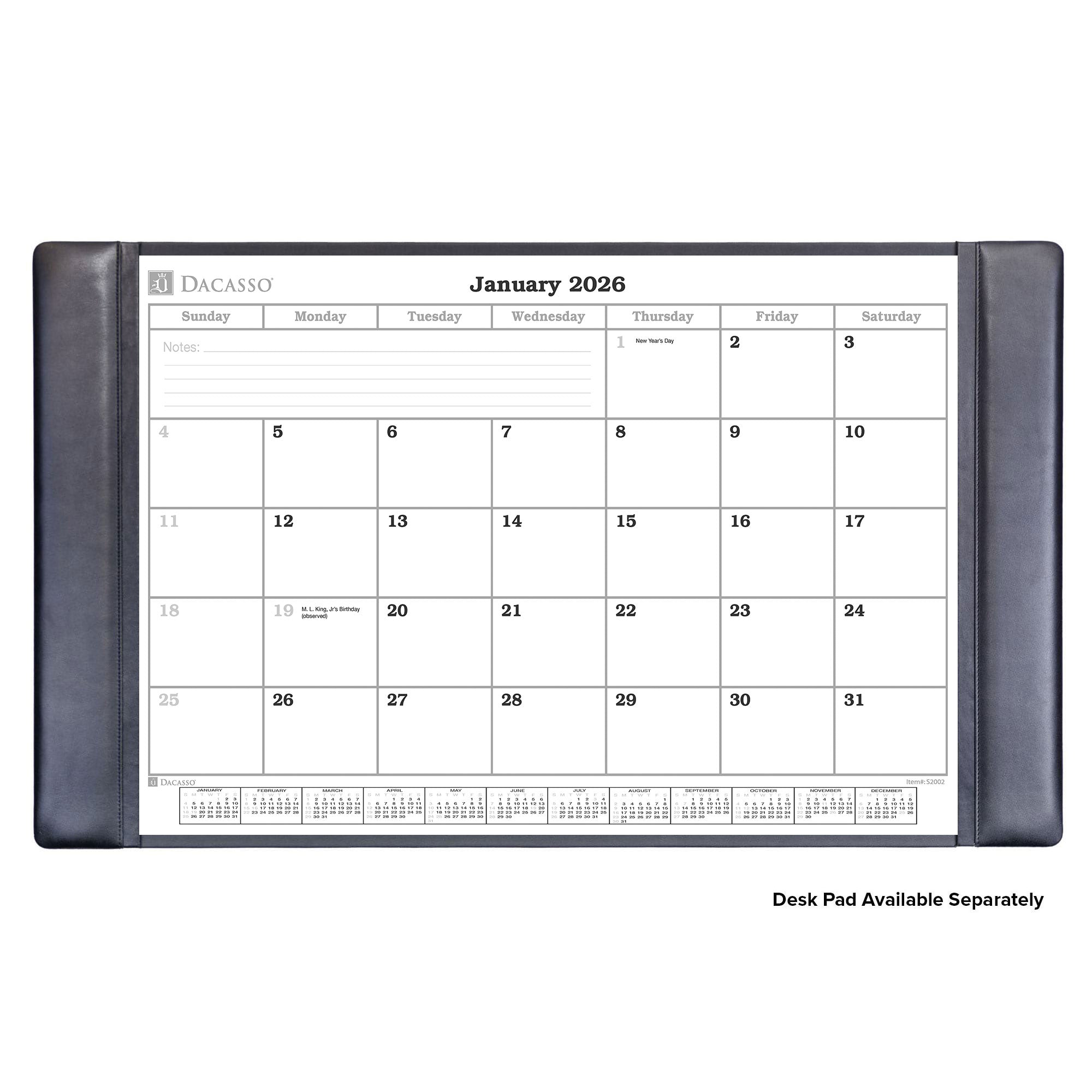 Desk Pad 2026 Monthly Calendar Insert, 32.875 x 18.875
