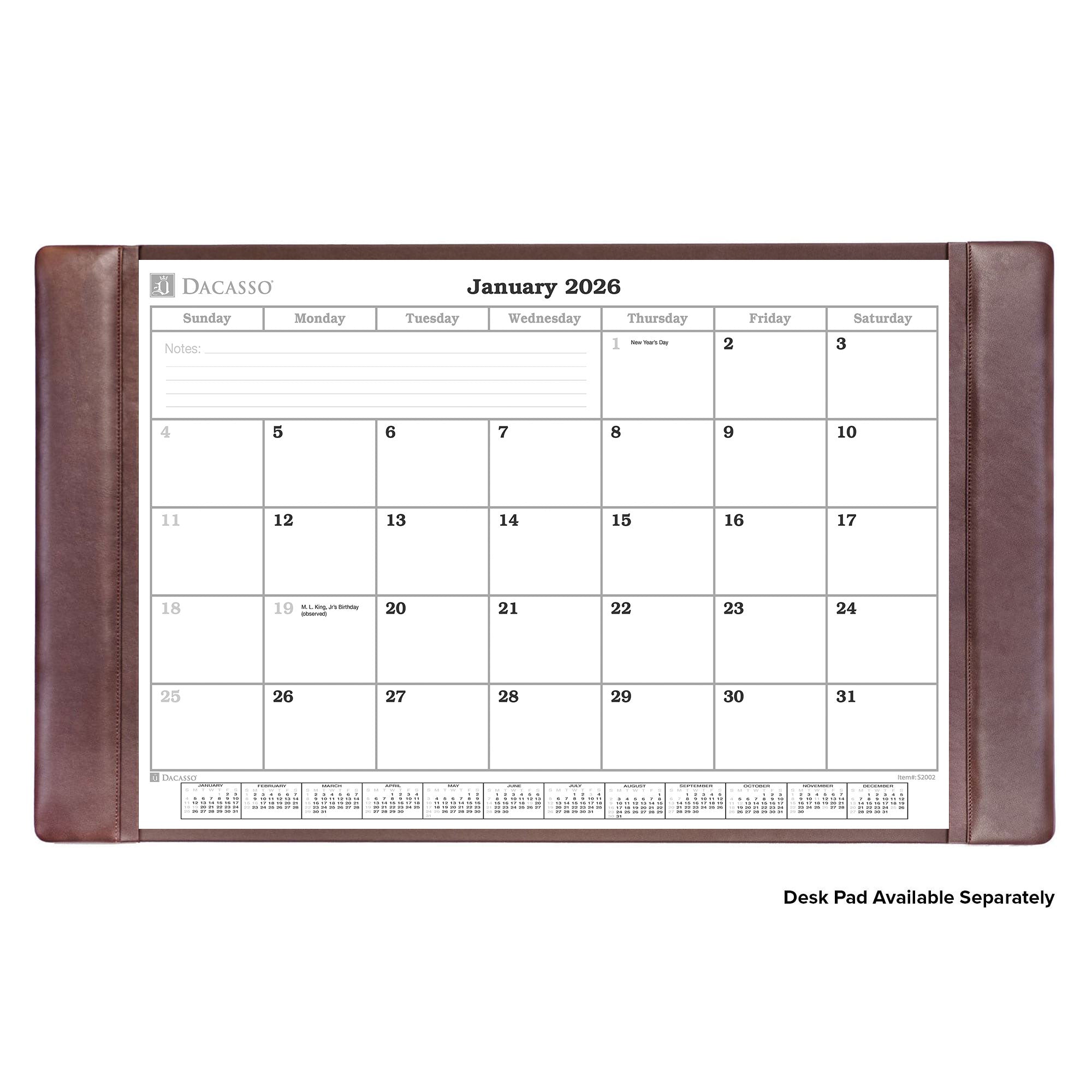 Desk Pad 2026 Monthly Calendar Insert, 32.875 x 18.875