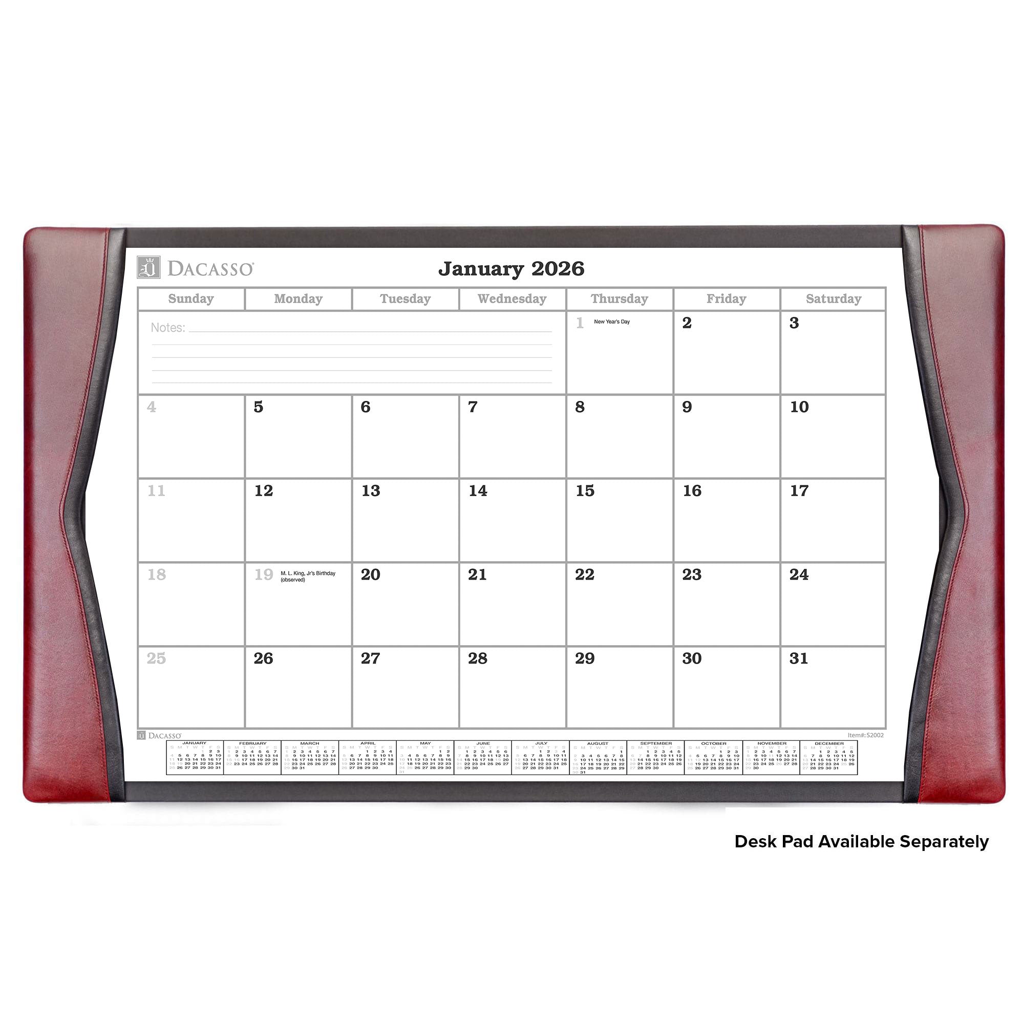 Desk Pad 2026 Monthly Calendar Insert, 32.875 x 18.875