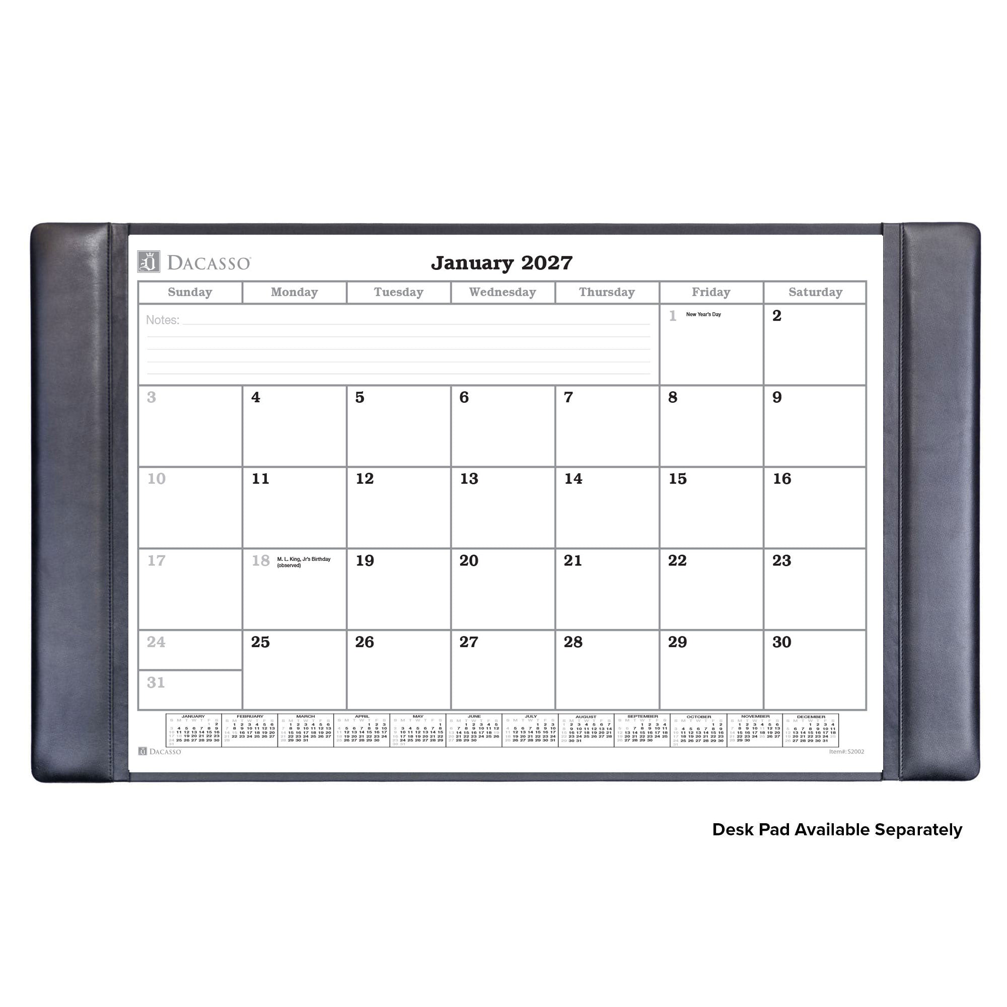 Desk Pad 2027 Monthly Calendar Insert, 32.875 x 18.875