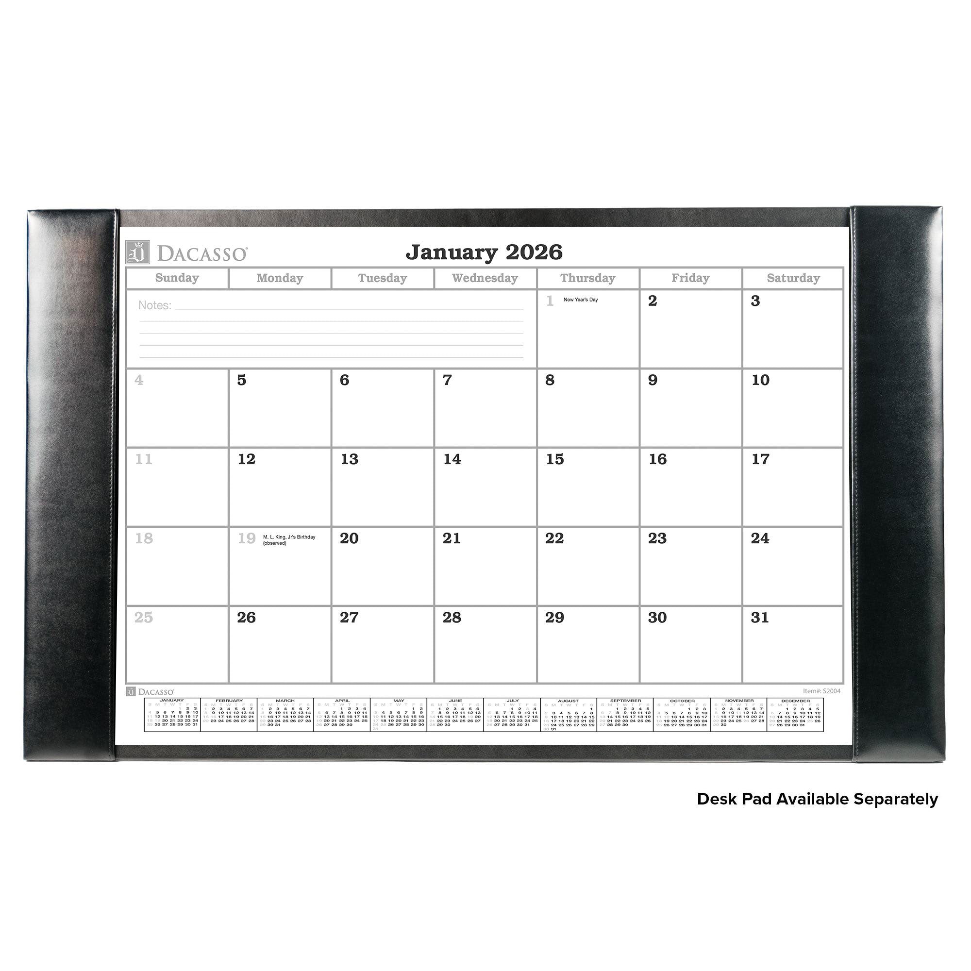 Desk Pad Monthly Calendar Insert, 28.75 x 16.75