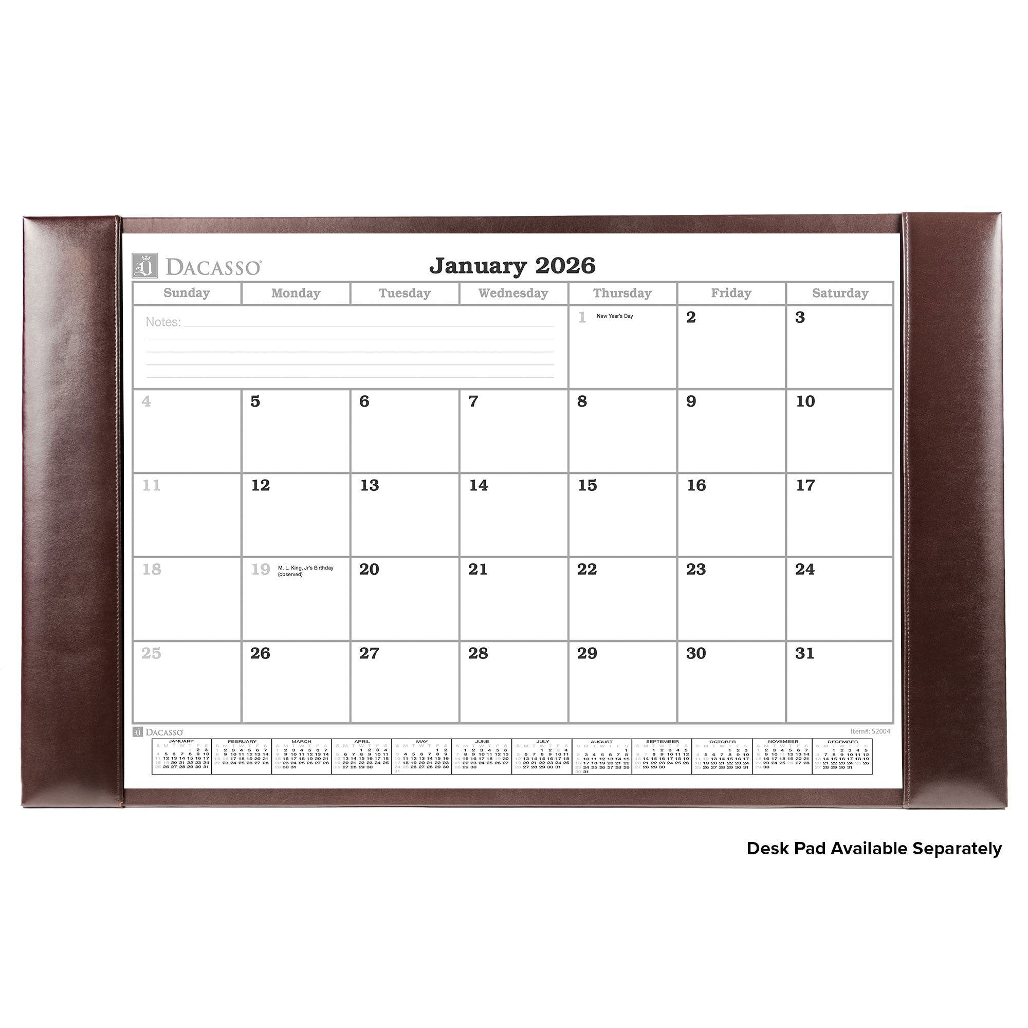Desk Pad Monthly Calendar Insert, 28.75 x 16.75
