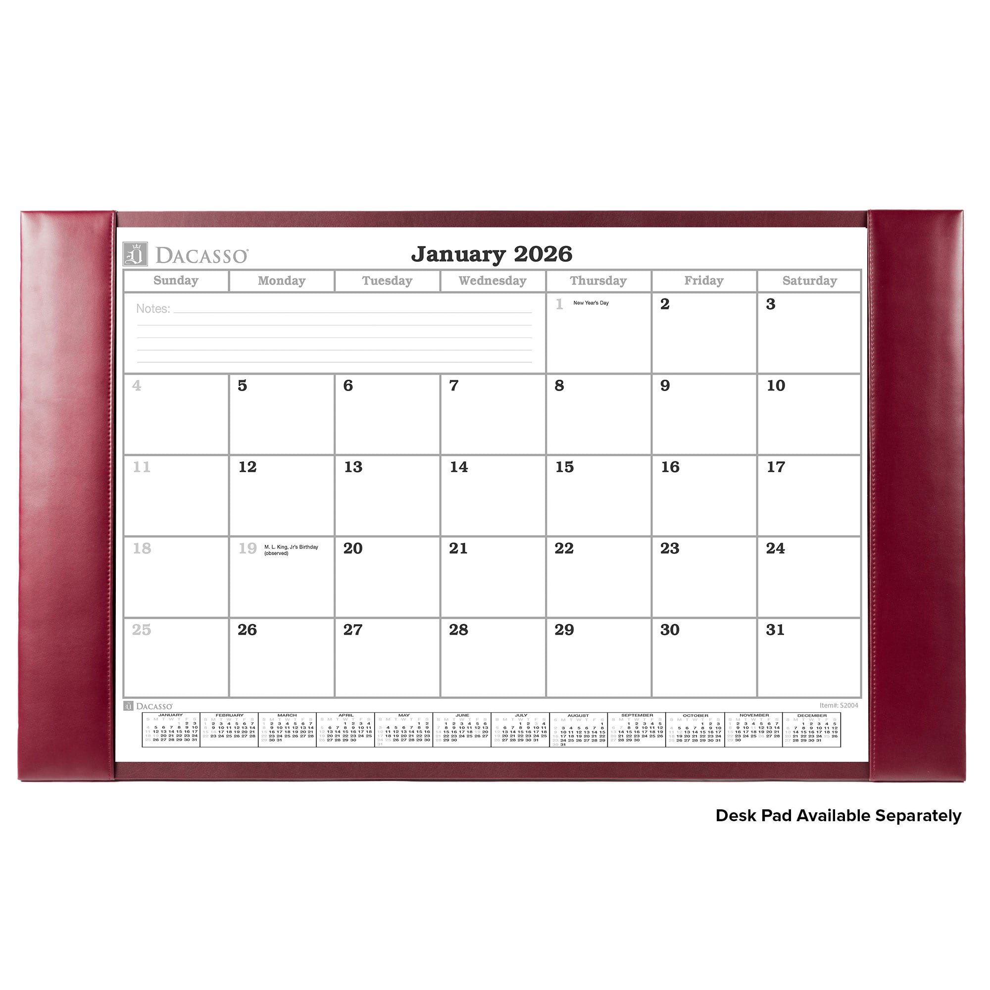 Desk Pad Monthly Calendar Insert, 28.75 x 16.75