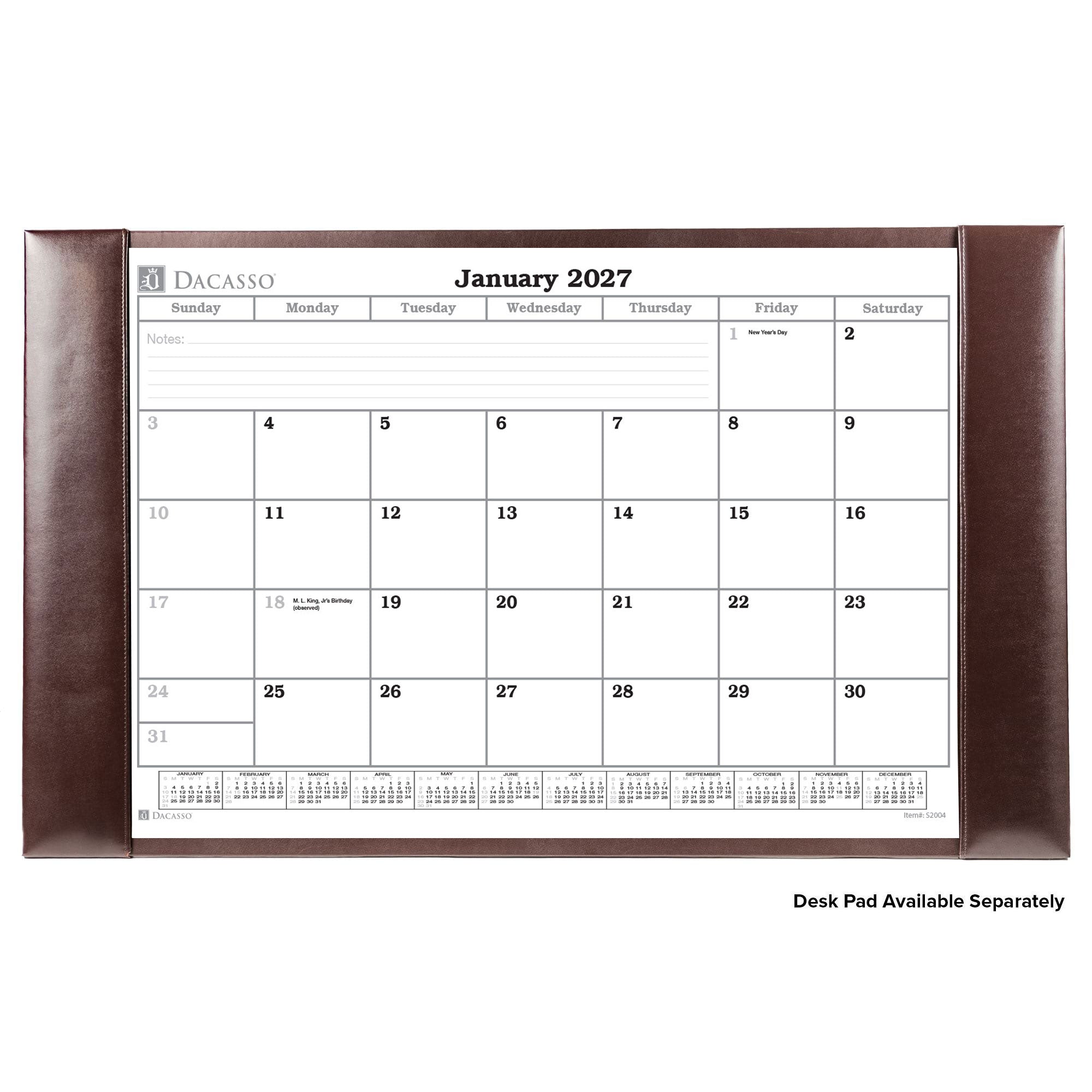 2027 Desk Pad Monthly Calendar Insert, 28.75 x 16.75