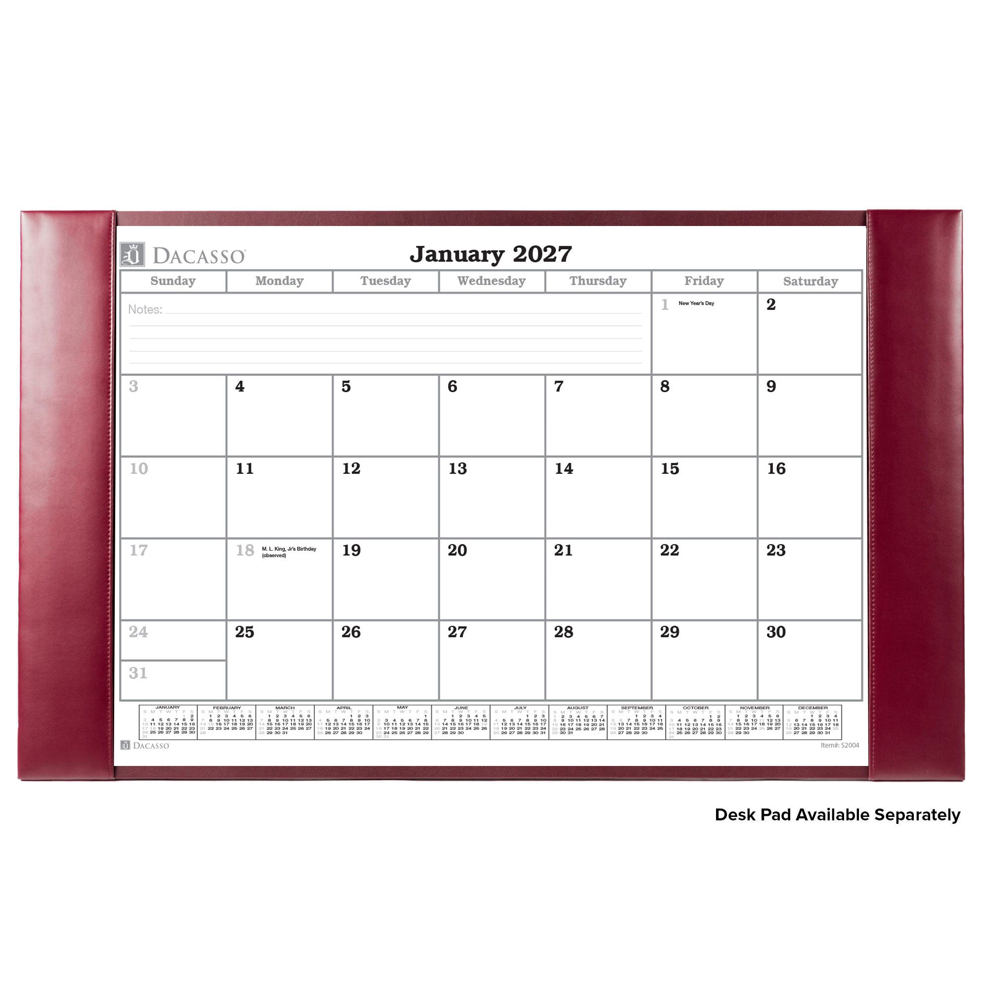 2027 Desk Pad Monthly Calendar Insert, 28.75 x 16.75