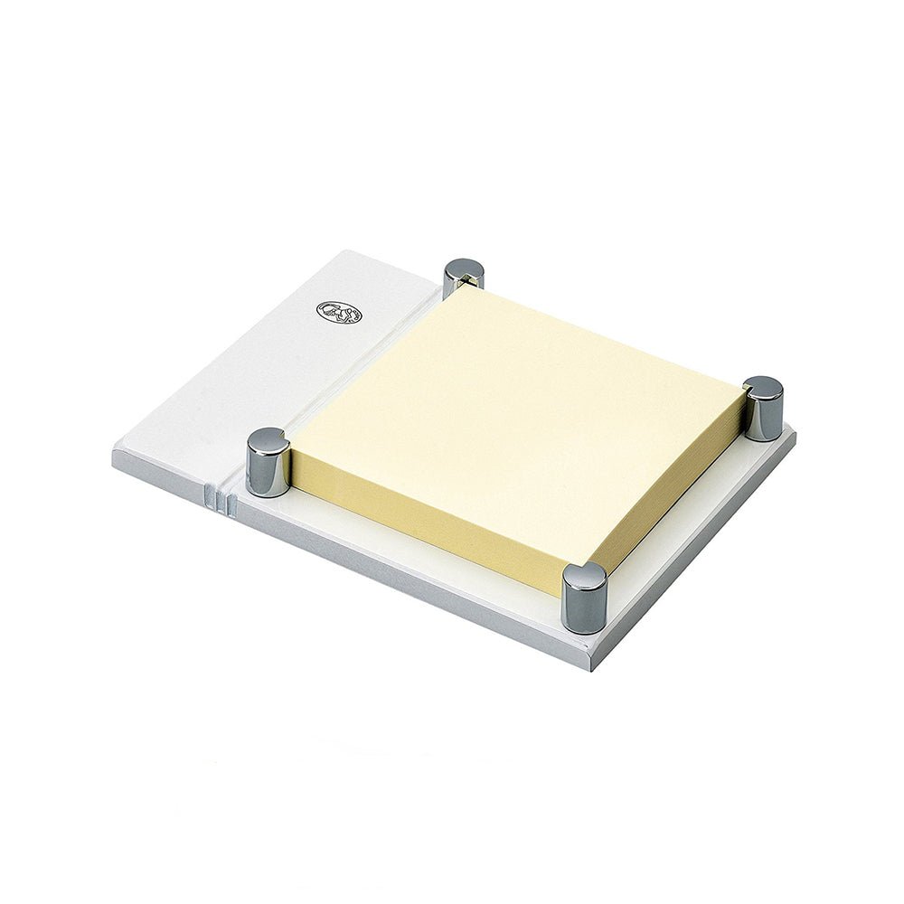 El Casco White and Chrome Plated Post It Note Holder