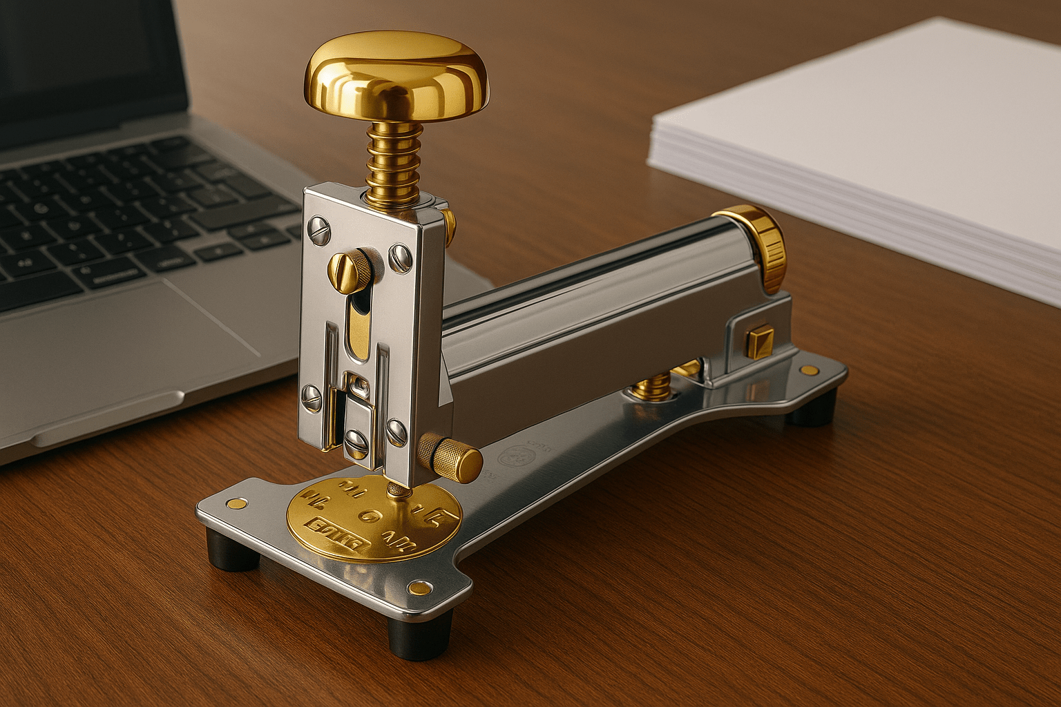 El Casco Chrome And 23 Kt Gold Large Stapler
